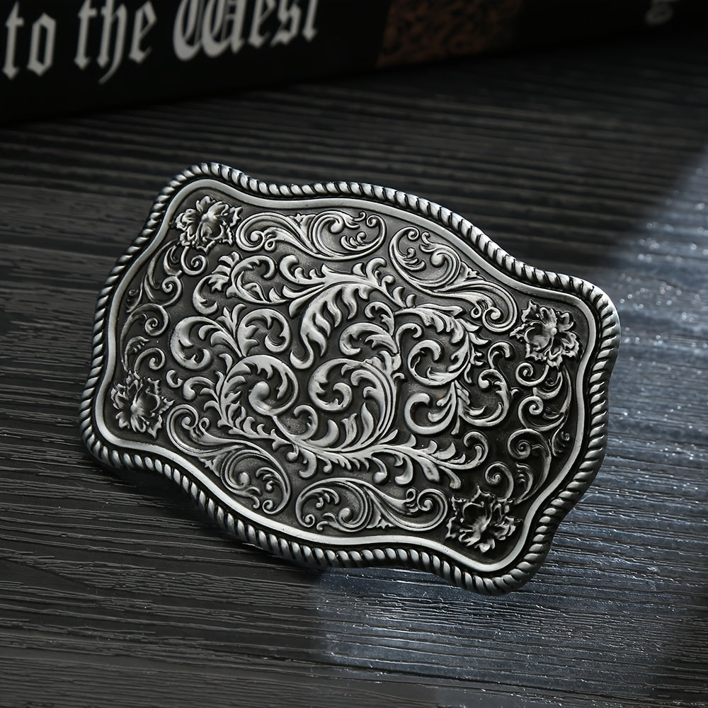 Leisure Western Denim Men's Belt Flower Buckle