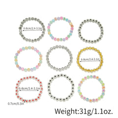 9pcs Girls Luminous Beads Bracelet Set Kids Accessories