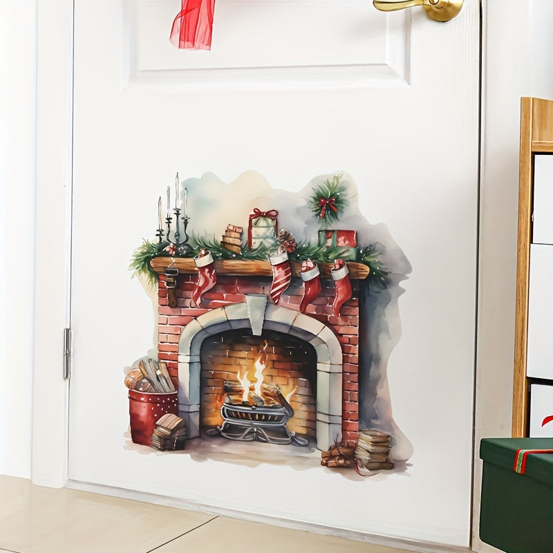 2pcs Christmas Wall Sticker Holiday Graphics Self Adhesive PVC Window Decal