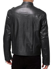 Men's PU Biker Jacket Zip Up Lapel Faux Leather Jacket
