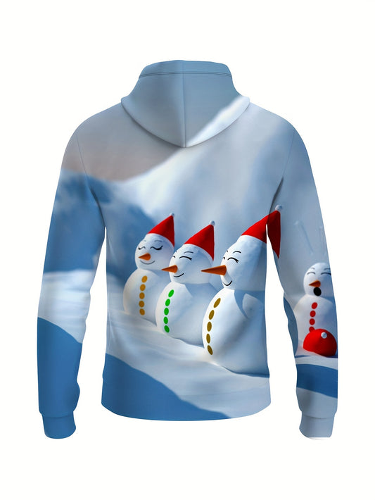 Snowmen 3D Print Hoodies For Men Graphic Hoodie Comfy Loose Hooded Pullover