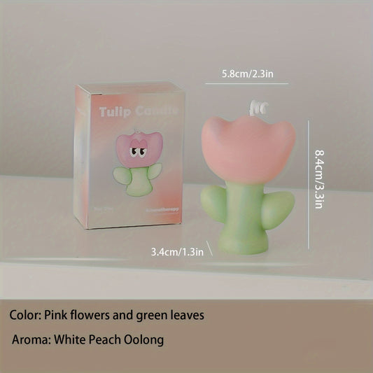 Tulip-Shaped Candle with Creative Pattern - Burns for 6-9 Hours - 2-3 oz (65g)