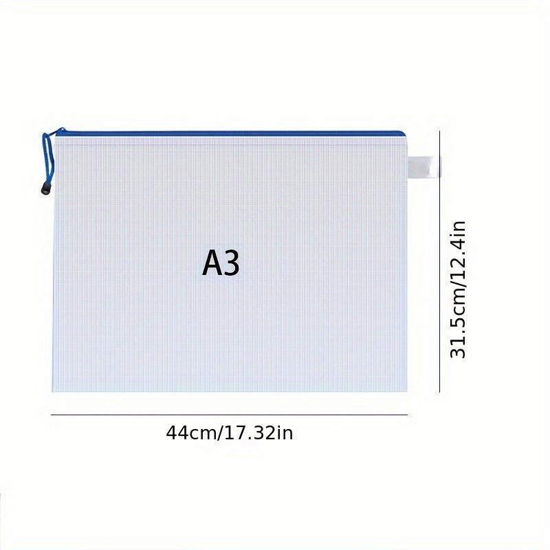 Transparent A4 Grid File Bag with Zipper Closure