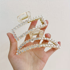 Rhinestone Faux Pearl Hair Claw for Women