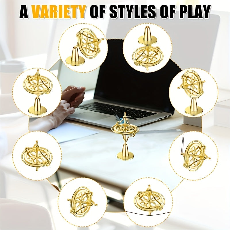 Golden Metal Gyroscope Keychain Spinning Top