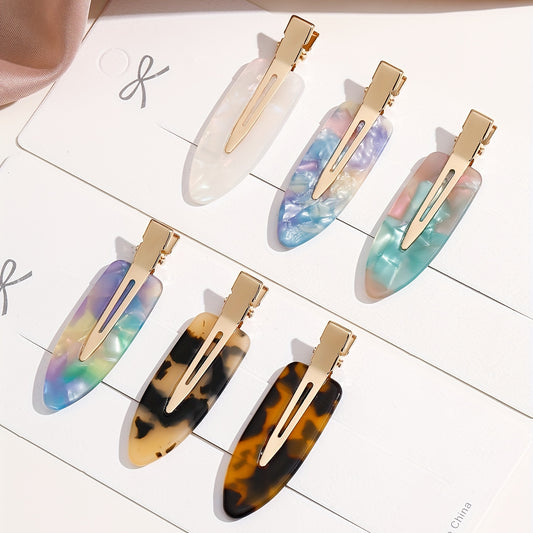 6pcs Acetate Hair Clip Seamless Side Clip Plaid Pattern Headwear