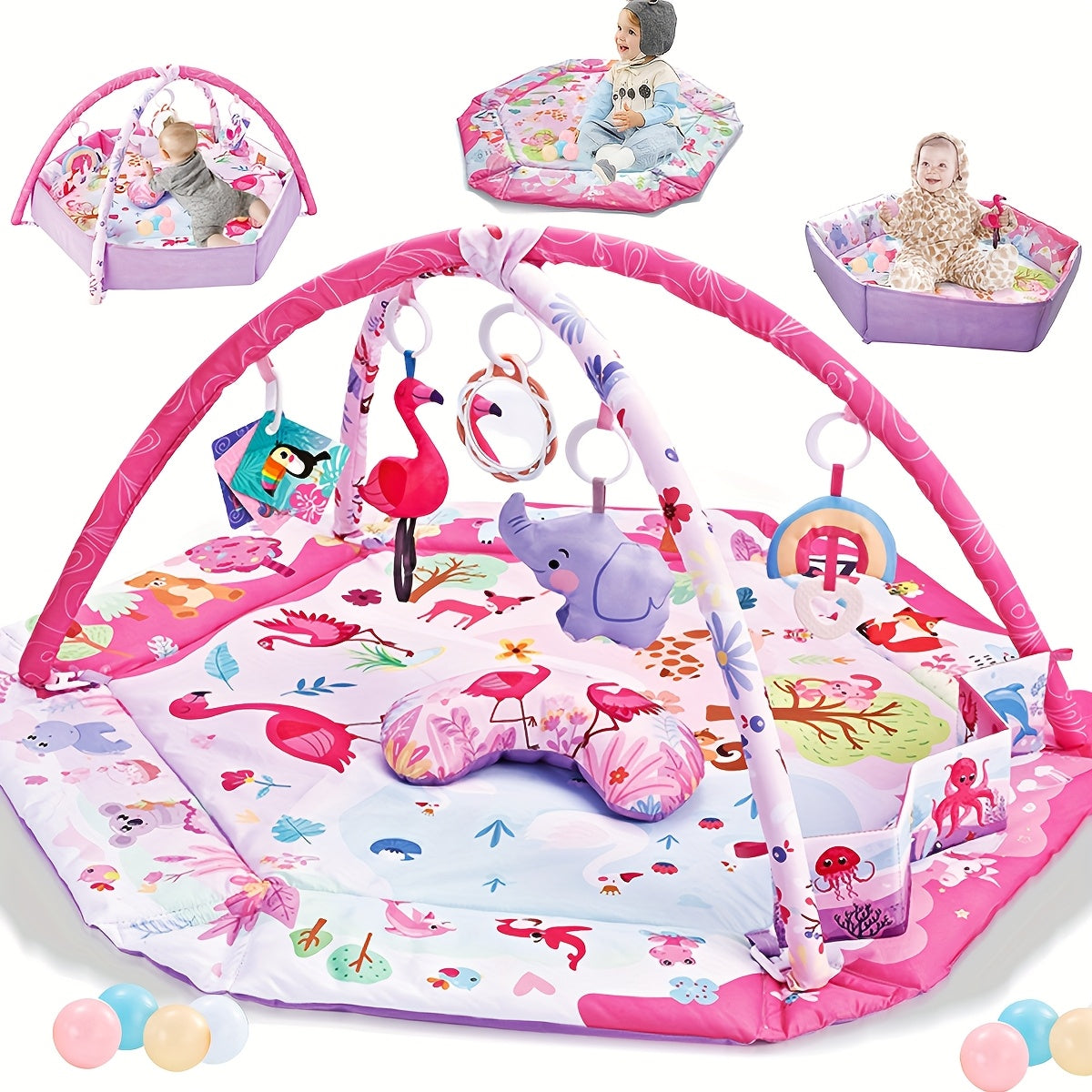 Baby Crawling Mat with Detachable Sensory Toys