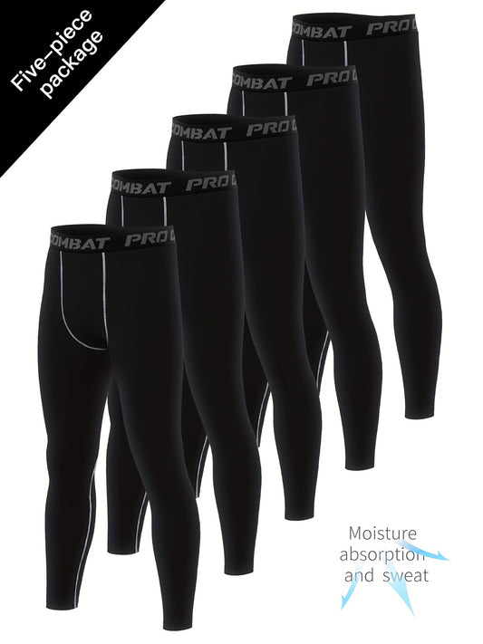 Men's Solid Pocket Leggings Quick Dry Sports Compression Pants