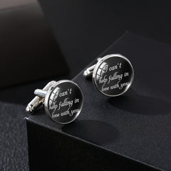 Personalized I Love You More & Can't Help Falling In Love Cufflinks