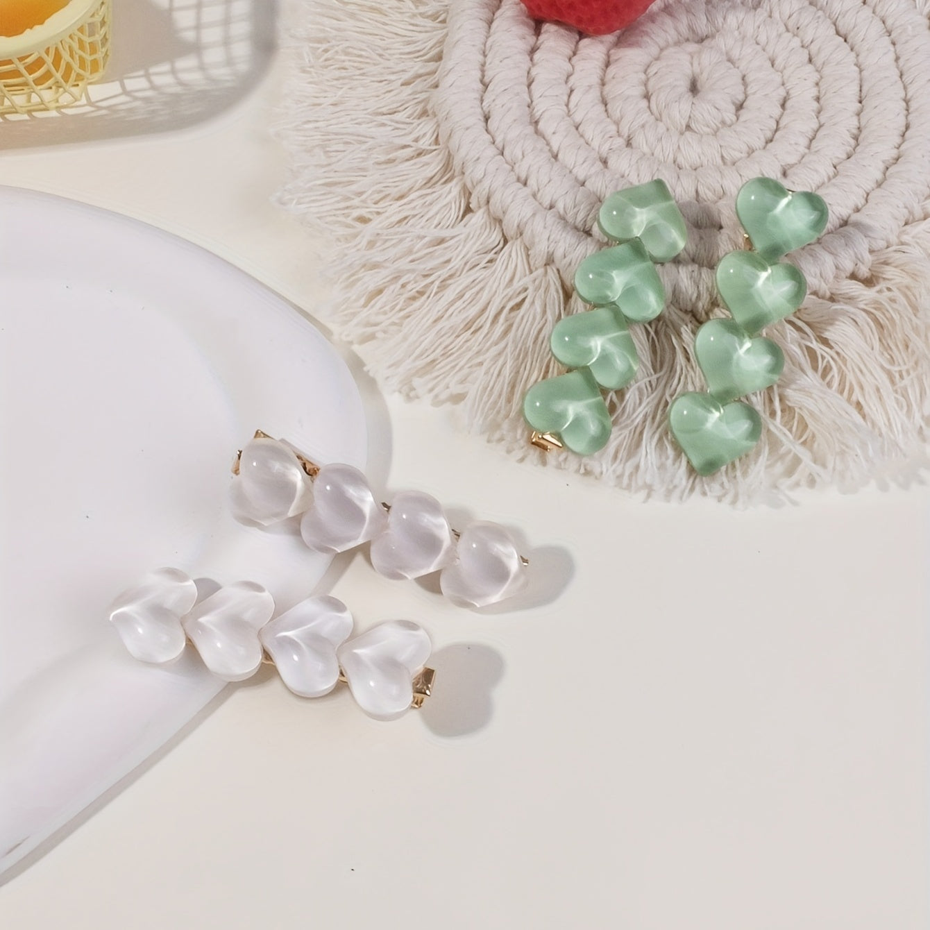 4pcs Heart Shape Hair Clip Barrette For Women