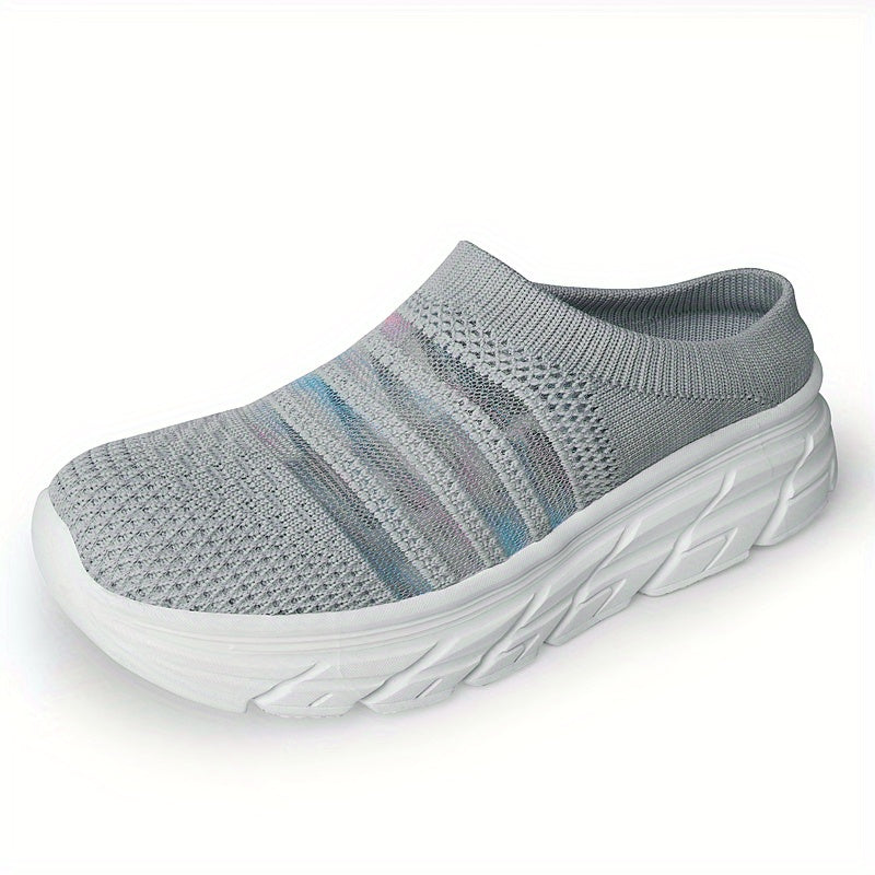 Women's Knitted Platform Loafers Slip On Sports Shoes