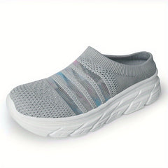 Women's Knitted Platform Loafers Slip On Sports Shoes