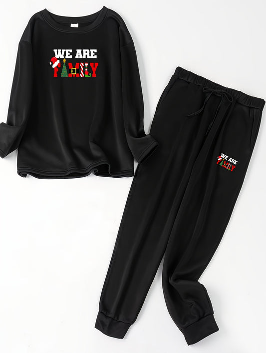  Christmas Lounge Set Women's Long Sleeve Top & Joggers Pajamas