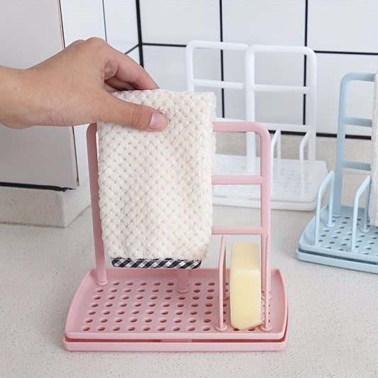 Sink Organizer with Drain Pan for Soap Sponge Brush Bottles Dishcloth