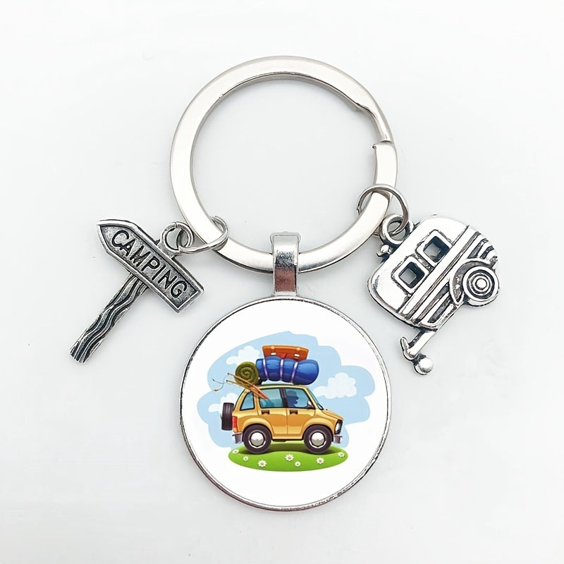 Time Gem Keychain Good Friends Happy Camping Pendant Metal Pendant