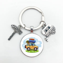 Time Gem Keychain Good Friends Happy Camping Pendant Metal Pendant