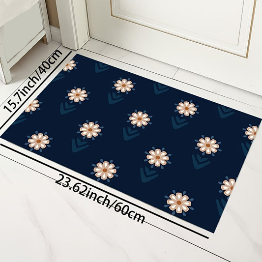 Minimalist Flowers Print Rug Decorative Mat Machine Washable