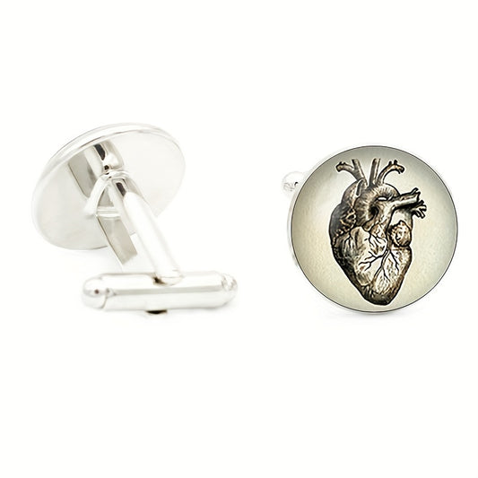 Mental Heart Cufflinks For Men Suit Shirt Cuff Link Jewelry