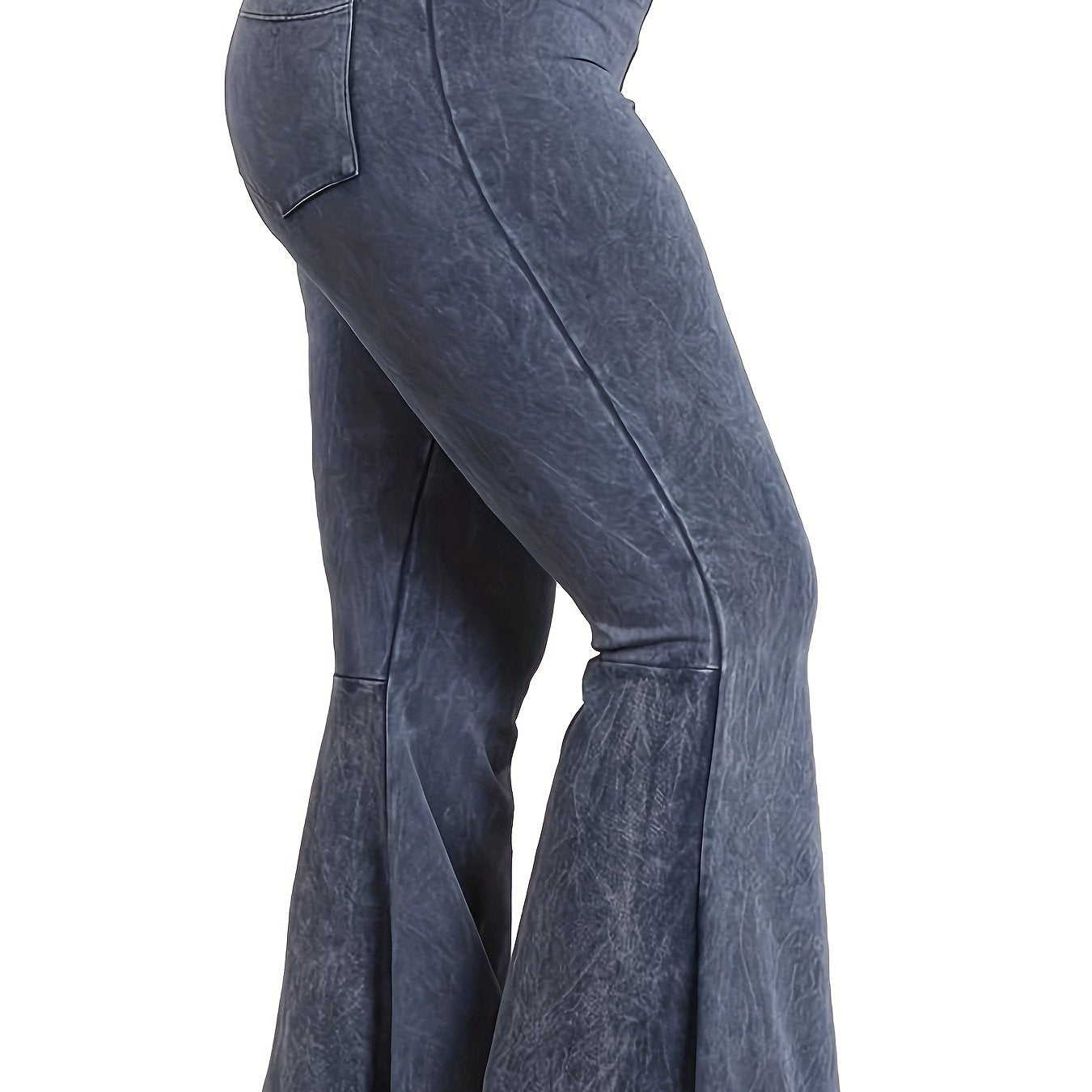  Denim Print Flared Leg Trousers for Women