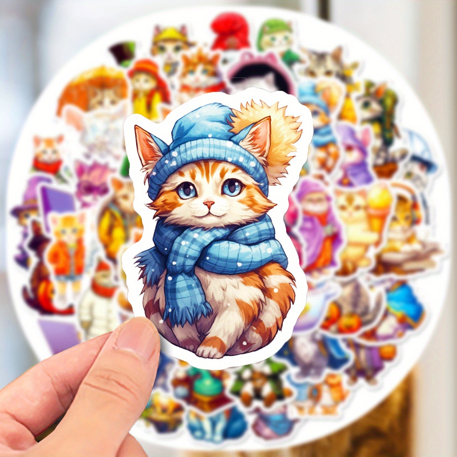50pcs Cute Cat Stickers for Water Bottles Laptops Phones Skateboards