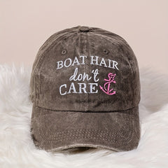 Boat Hair Don't Care Baseball Cap Embroidery Y2K Sunscreen Sports Hat