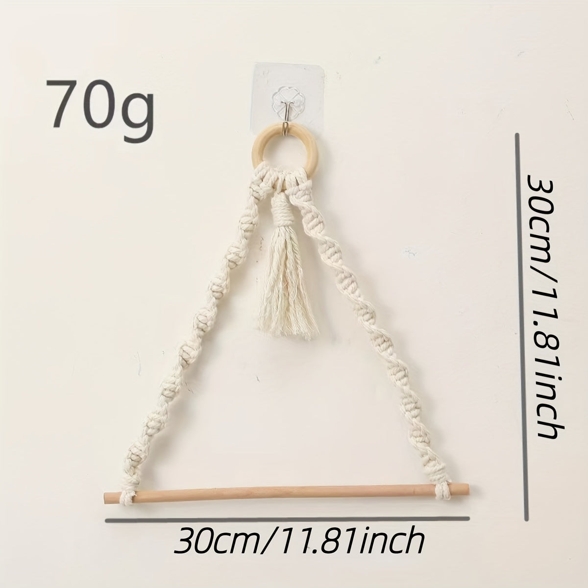 Boho Wooden Ring Tassel Storage Hanging Rack 30x30cm
