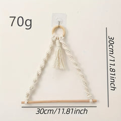 Boho Wooden Ring Tassel Storage Hanging Rack 30x30cm