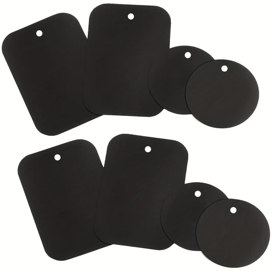 Metal Plates 8 Pack w/ Adhesive for Magnetic Mounts, Rectangle & Round