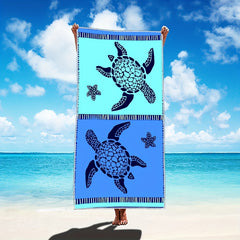 Sea Turtle Sandproof Beach Towel Green Pattern Vacation Beach Blanket