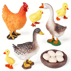 Farm Life Poultry Figurines Set - Chickens Ducks Geese Decor