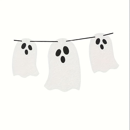3pcs Halloween Hanging Ghost Banner Glitter Decorations