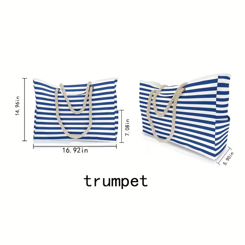 Striped Summer Beach Bag Large Capacity Shoulder Bag