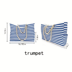 Striped Summer Beach Bag Large Capacity Shoulder Bag