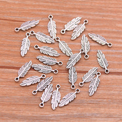 30pcs Feather Charm Pendant for DIY Key Chain Sweater Bracelet Necklace