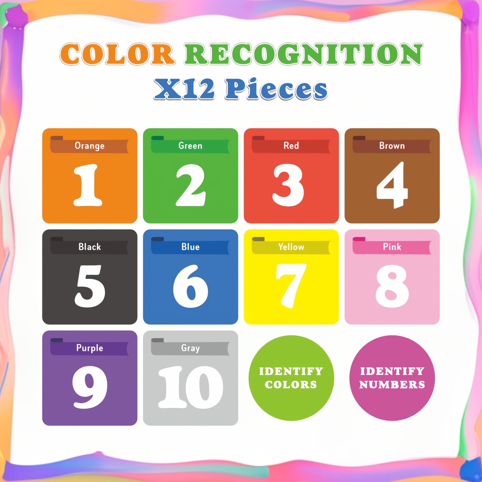 12pc Recognition Square Numbers Fridge Magnets Whiteboard Stickers English Phoni