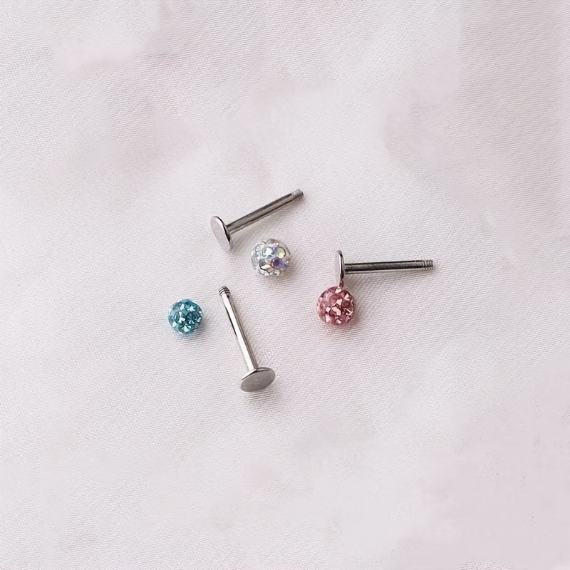 5pcs Rhinestone Labret Nose Stud Earrings