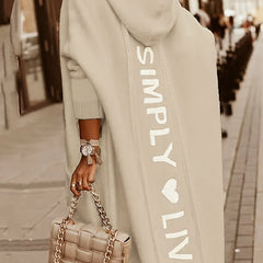 Women's Plus Letter & Heart Print Hooded Cardigan