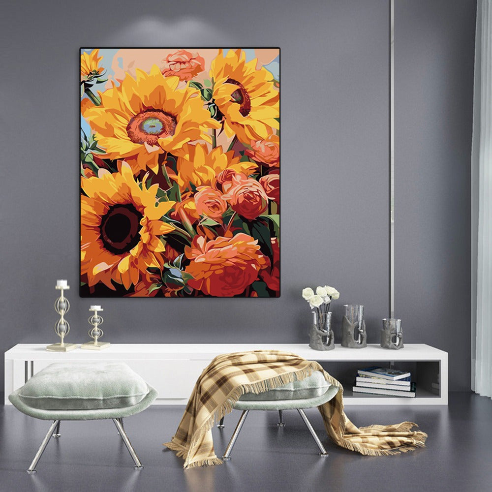 Sunflower Paint by Numbers Kit 40x50 Canvas DIY Craft for Beginners Gift