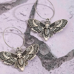 Skull Butterfly Dangle Earrings Retro Gothic Style Halloween Accessories