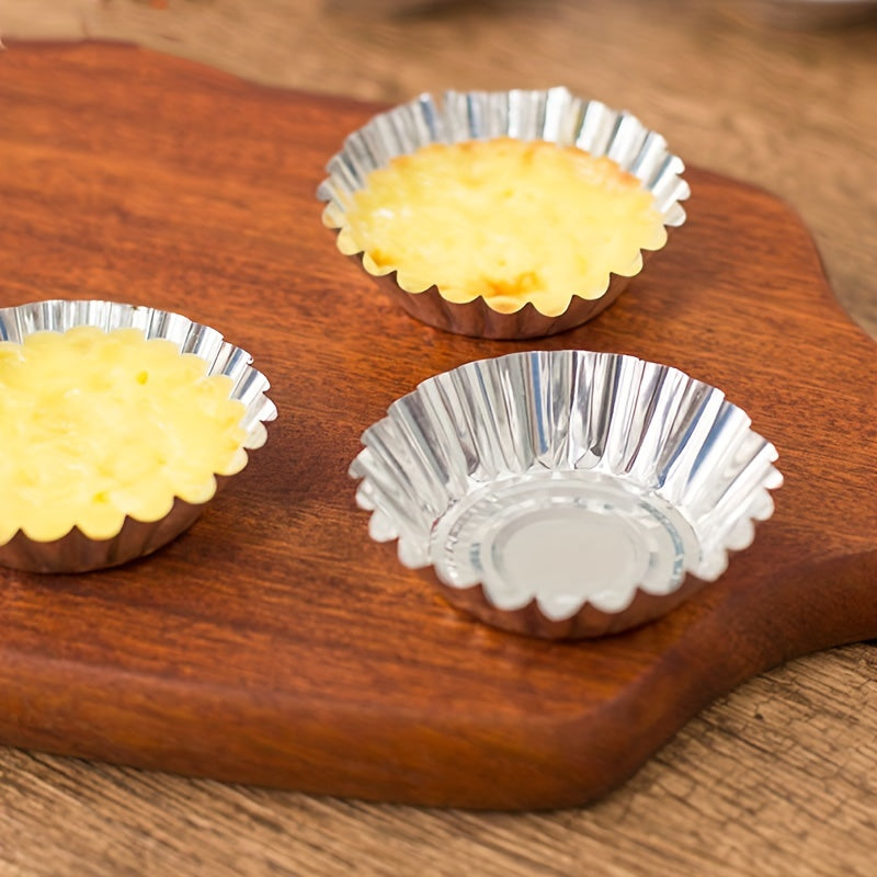 50pcs Disposable Egg Tart Molds Tin Foil Mini Tart Pans Non Stick