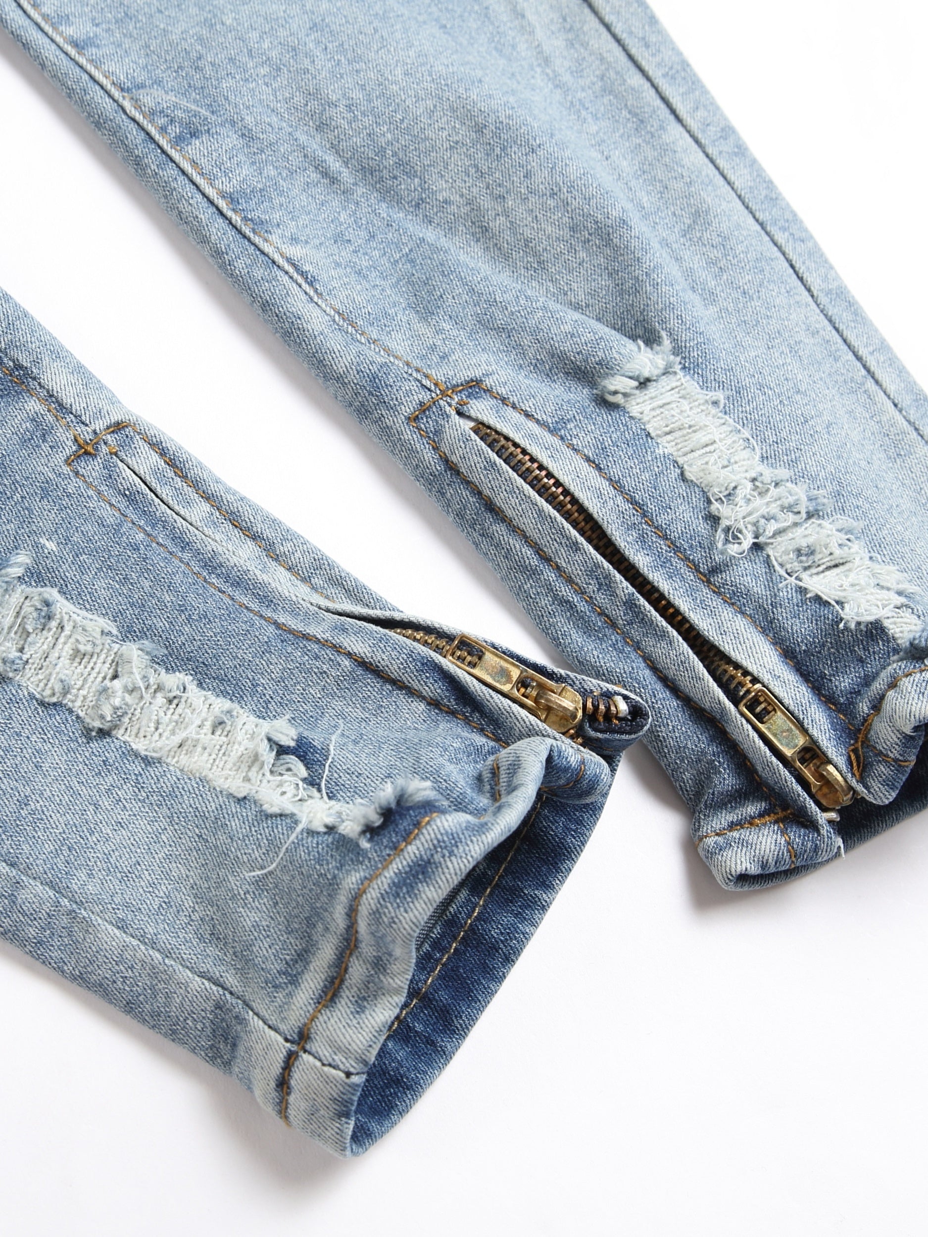 Men's Slim Fit Ripped Jeans Distressed Denim Pants