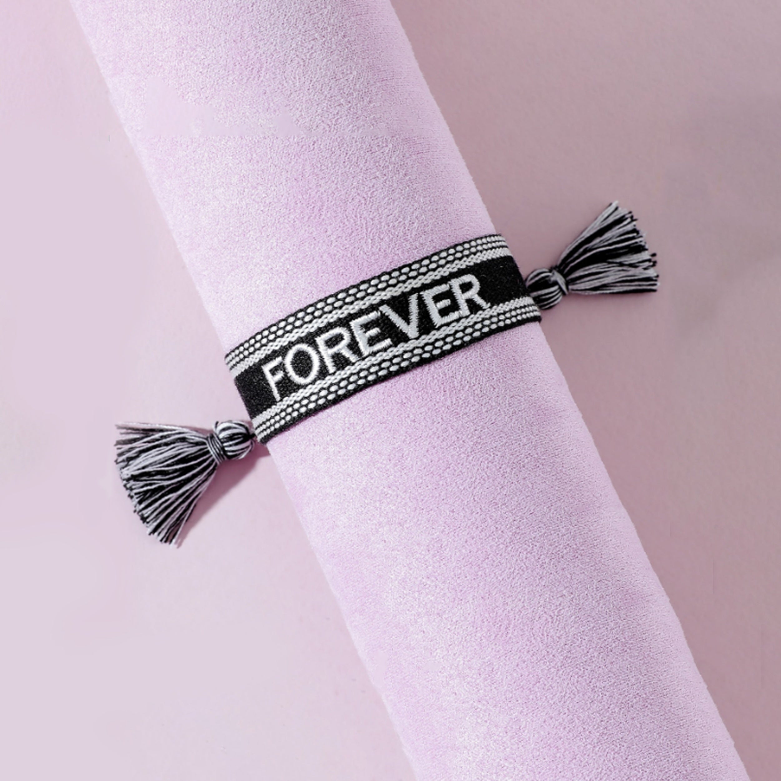 Tassel Letter Embroidered Fabric Bracelet Kids Accessories