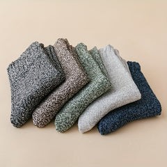 5 Pairs Women's Crew Socks Warm Mid Tube Stockings