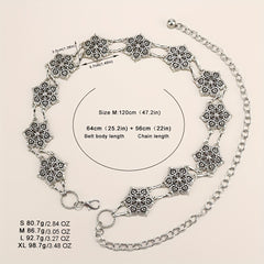 Geometric Flower Waist Chain Vintage Hollow Out Chain Belt