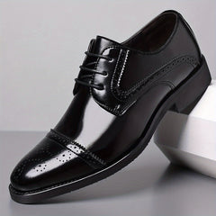 Men Ombre Perforated Lace up Oxford Shoes Non Slip Formal Shoes
