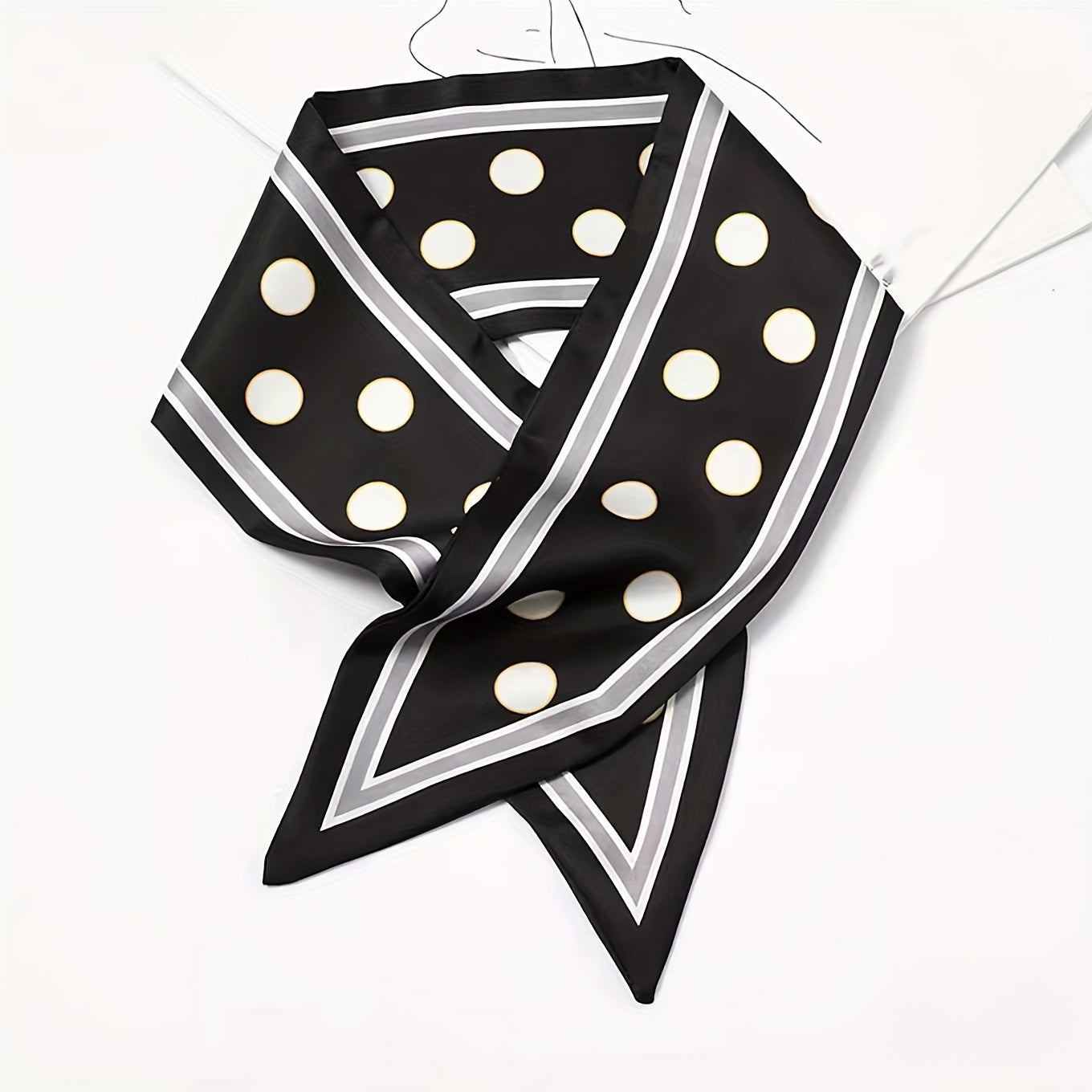 Skinny Scarf Polka Dot Silk Neckerchief Hair Ribbon