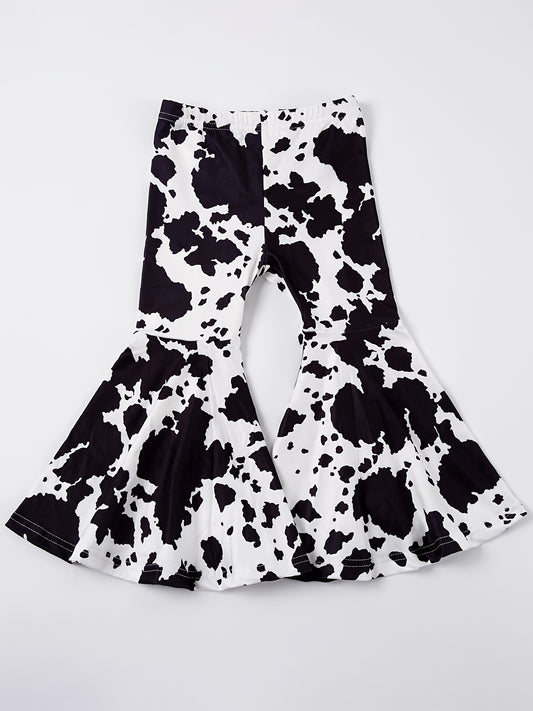 Baby Girls Leopard Plaid Print Flare Leg Pants Elastic Waist Pants