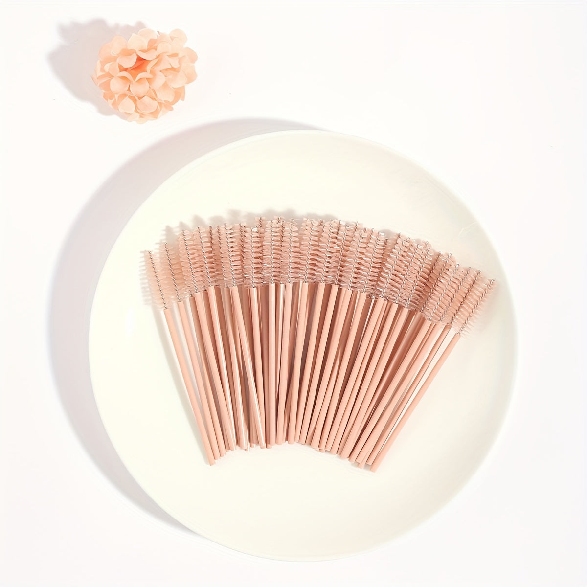 50pcs Khaki Eyelash Brushes for Eye Lash and Eyebrow Application