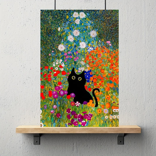 Colorful Abstract Cat Poster for Bedroom