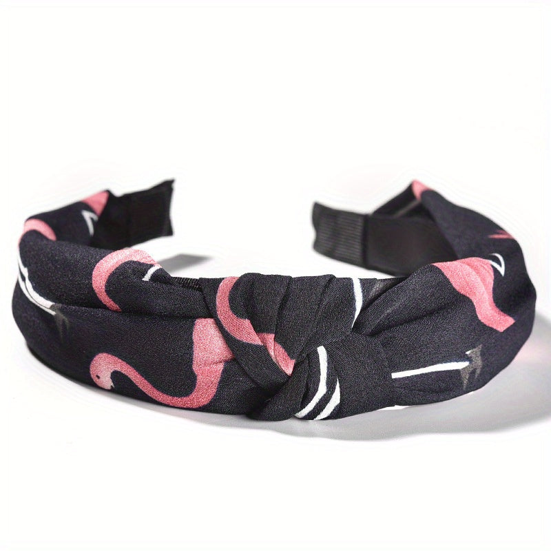 Flamingo Fabric Hair Scrunchies Boho Style Headband